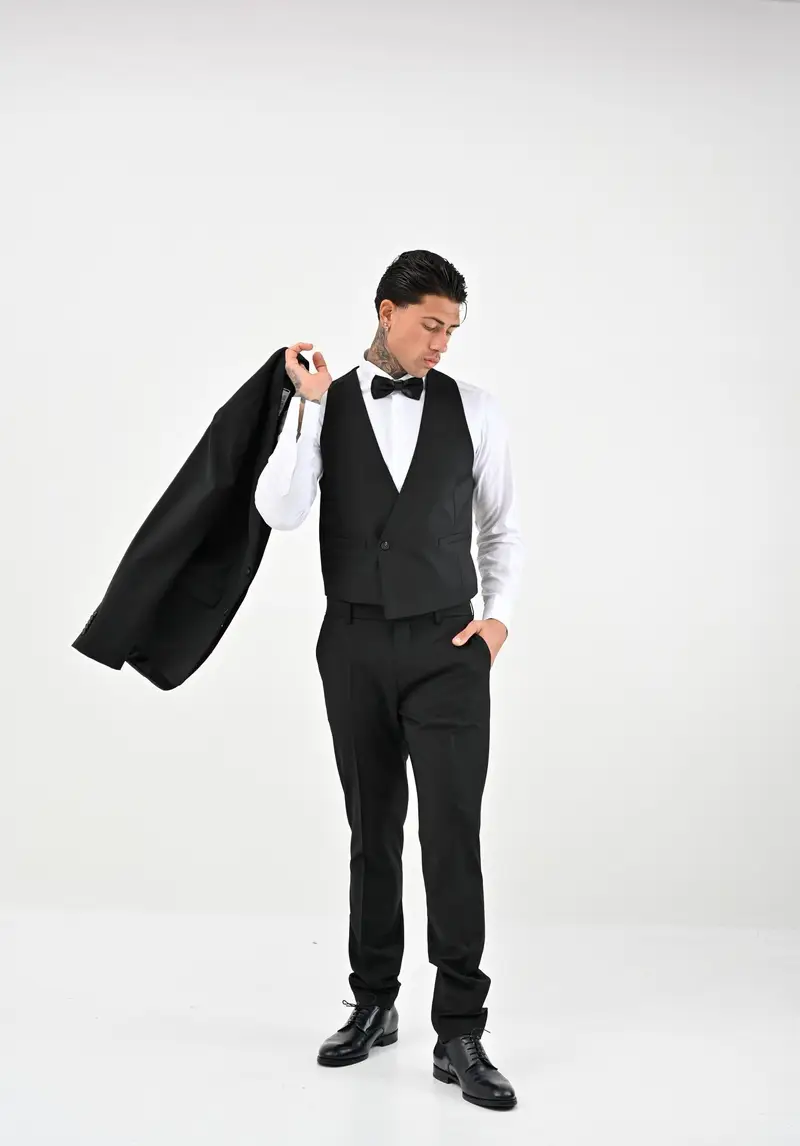 Pantalone elegante nero da uomo miniatura 3