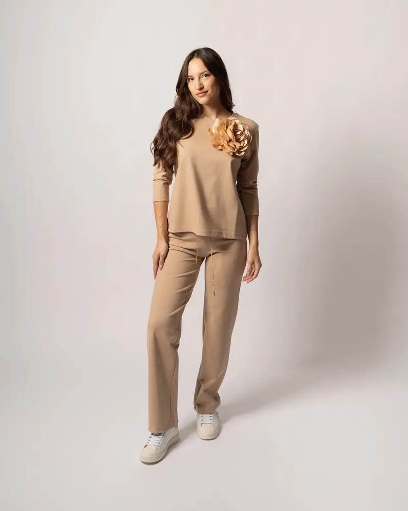 Pantalone Felpa Beige miniatura 3