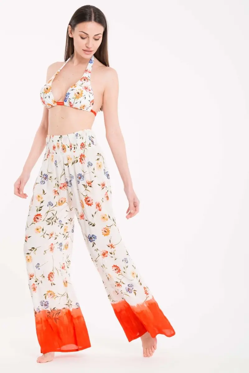 PANTALONE FLOREALE | Colore: Rosso | Taglia: S