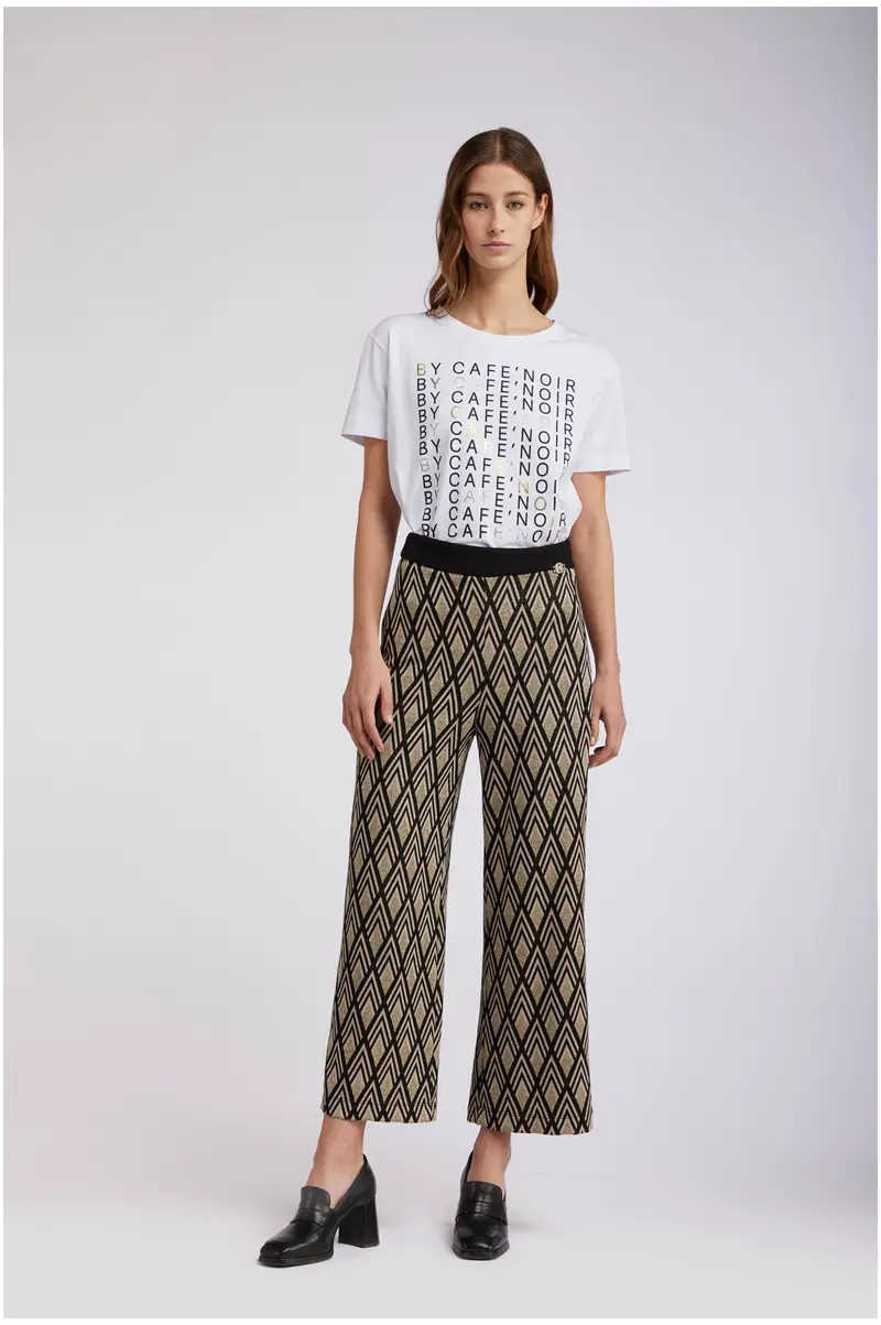 pantalone largo lavorazione jacquard geometrico sabbia xs