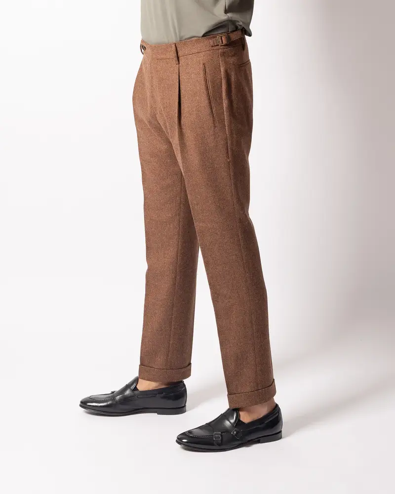 Pantalone Retro Spigato Tabacco miniatura 2