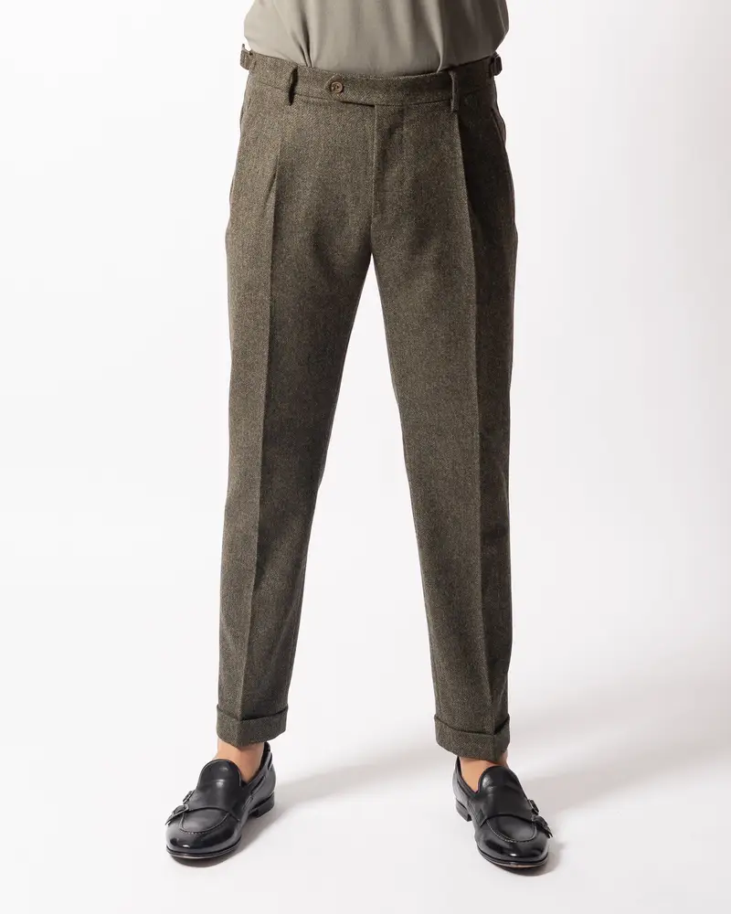 Pantalone Retro Spigato Verde