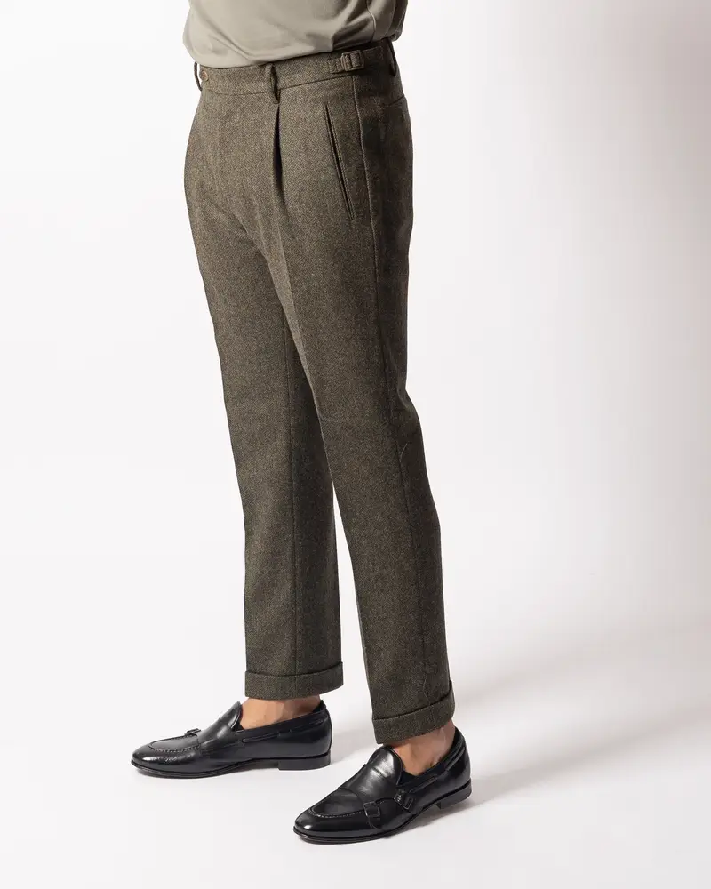 Pantalone Retro Spigato Verde miniatura 2