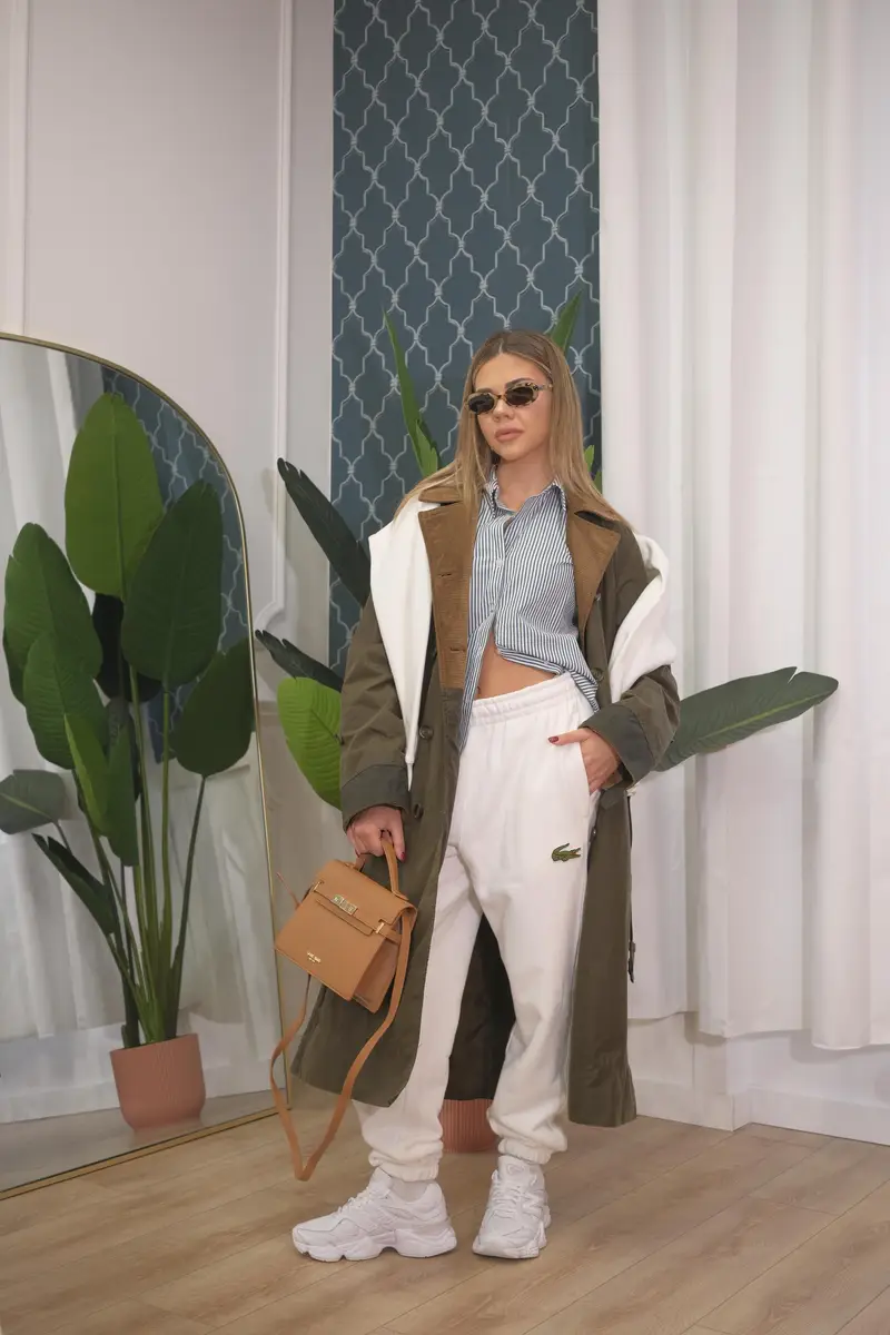 Pantalone sportivo bianco per uomo e donna con patch logo miniatura 3