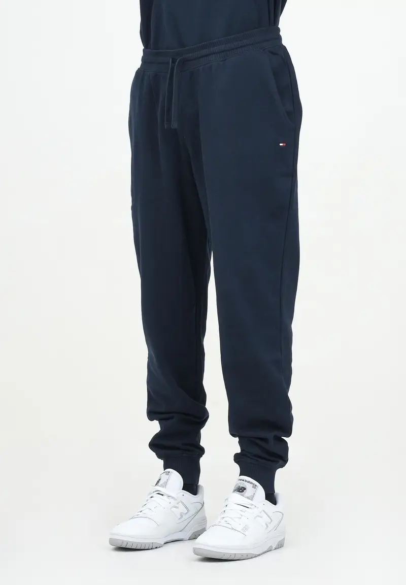 Pantalone sportivo blu da uomo con ricamo logo