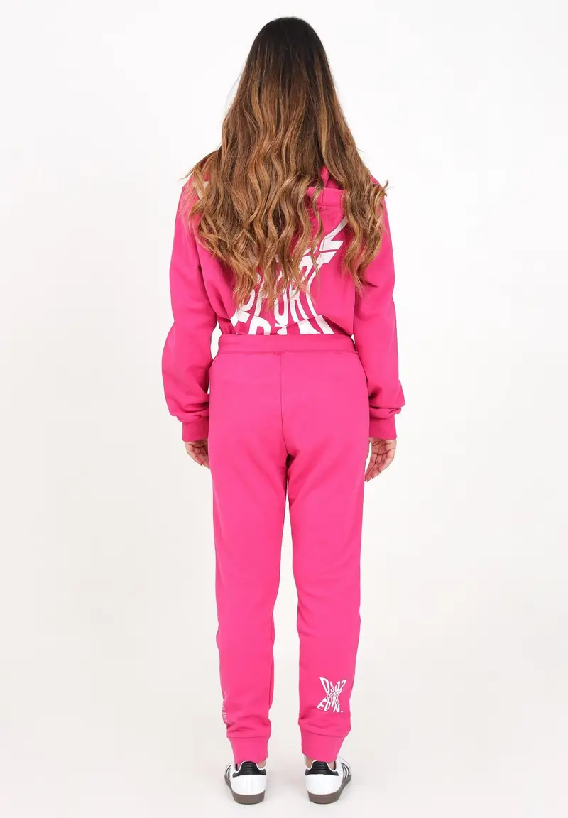 Pantalone sportivo fucsia per donna e bambina con stampa logo miniatura 2