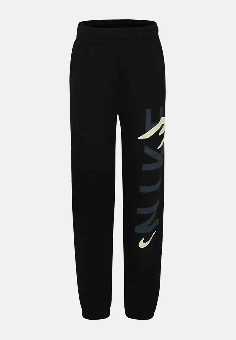 Pantalone sportivo nero per bambino e bambina con maxi stampa logo