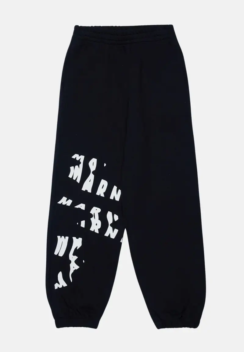 Pantalone sportivo nero per donna e bambina con stampa a contrasto