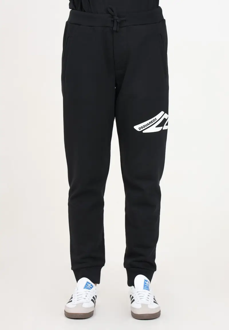 Pantalone sportivo nero per donna e bambina con stampa Icon