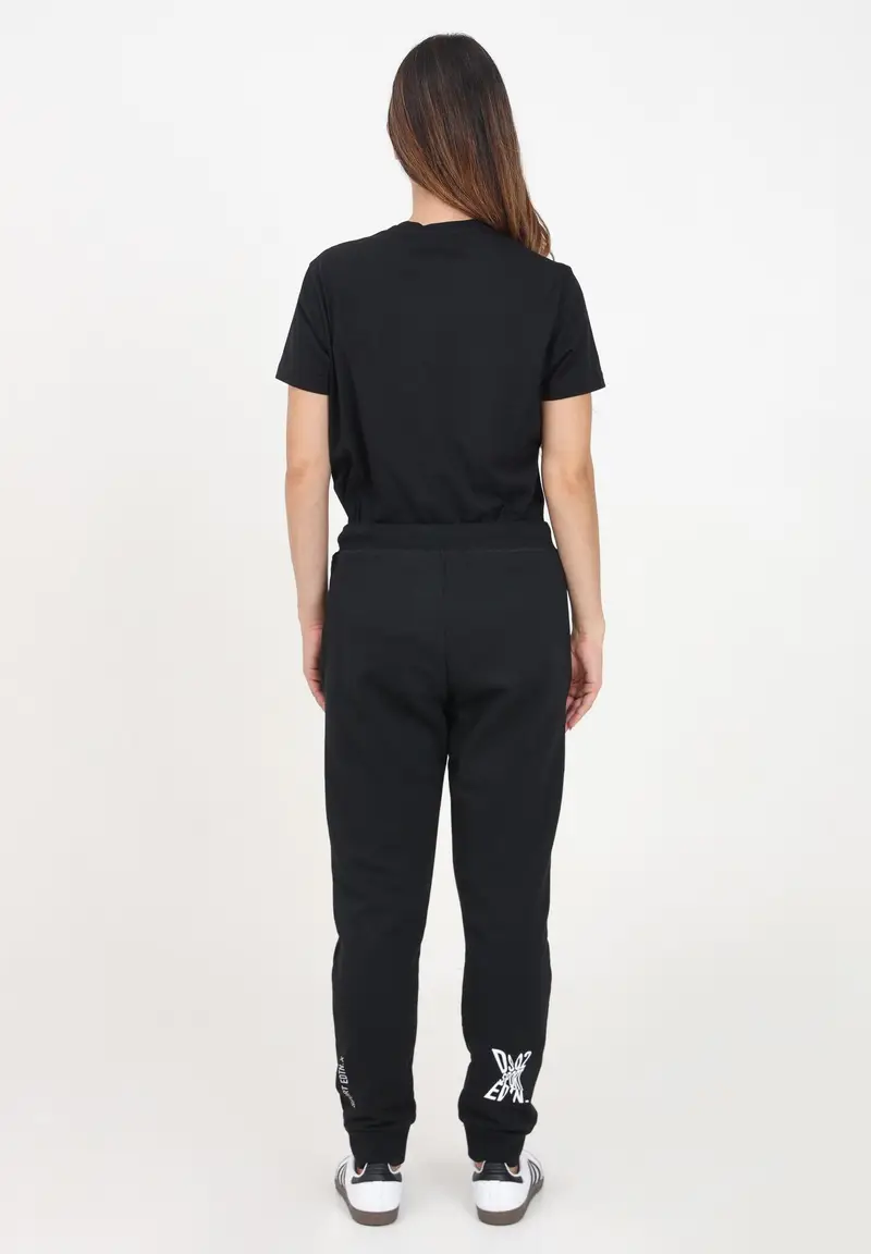 Pantalone sportivo nero per donna e bambina con stampa logo miniatura 2