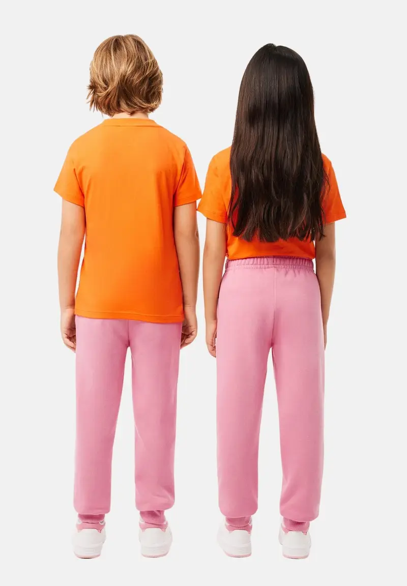 Pantalone sportivo rosa per bambino e bambina rifinito da ricamo coccodrillo miniatura 3