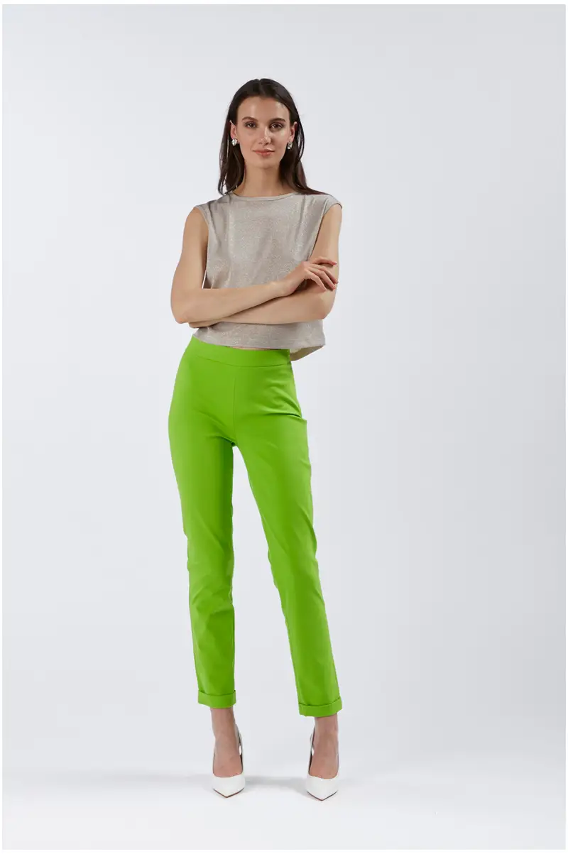 pantaloni a sigaretta elasticizzati menta s