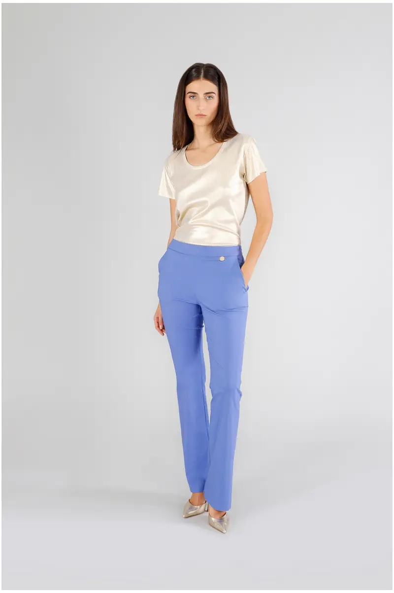 pantaloni a zampa tessuto superstretch lavanda 48