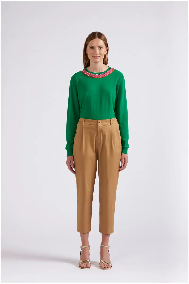 pantaloni chino con pinces in cotone ginger 42