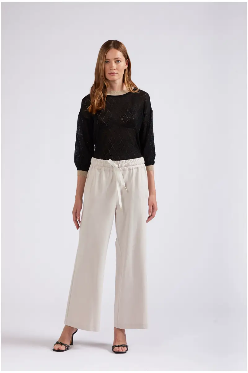 pantaloni con cinturino elasticato gesso