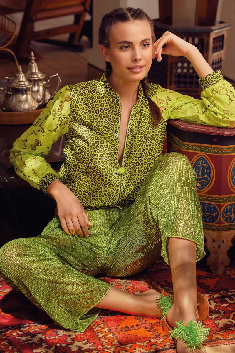 PANTALONI CON PAILLETTES PETRA | Colore: Lime | Taglia: S