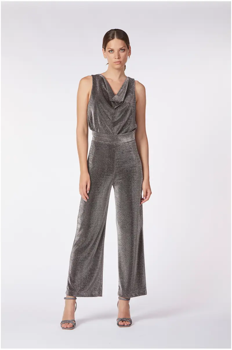 pantaloni culotte tessuto lurex piombo xl