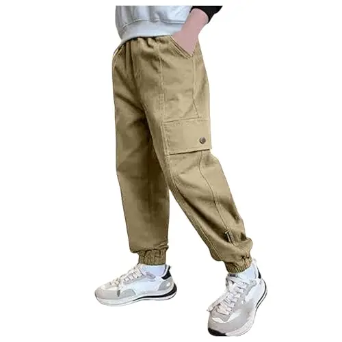 Pantaloni della tuta per bambini Ragazzi Bambini Estate Casual Cargo Pantaloni Tinta Unita Confortevole Allentato