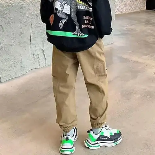 Pantaloni della tuta per bambini Ragazzi Bambini Estate Casual Cargo Pantaloni Tinta Unita Confortevole Allentato miniatura 2