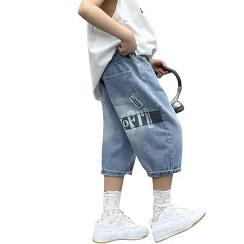 Pantaloni della tuta per bambini Streetwear Hip Hop allentato elastico in vita Loose Fit Cargo Denim Joggers Pantaloni