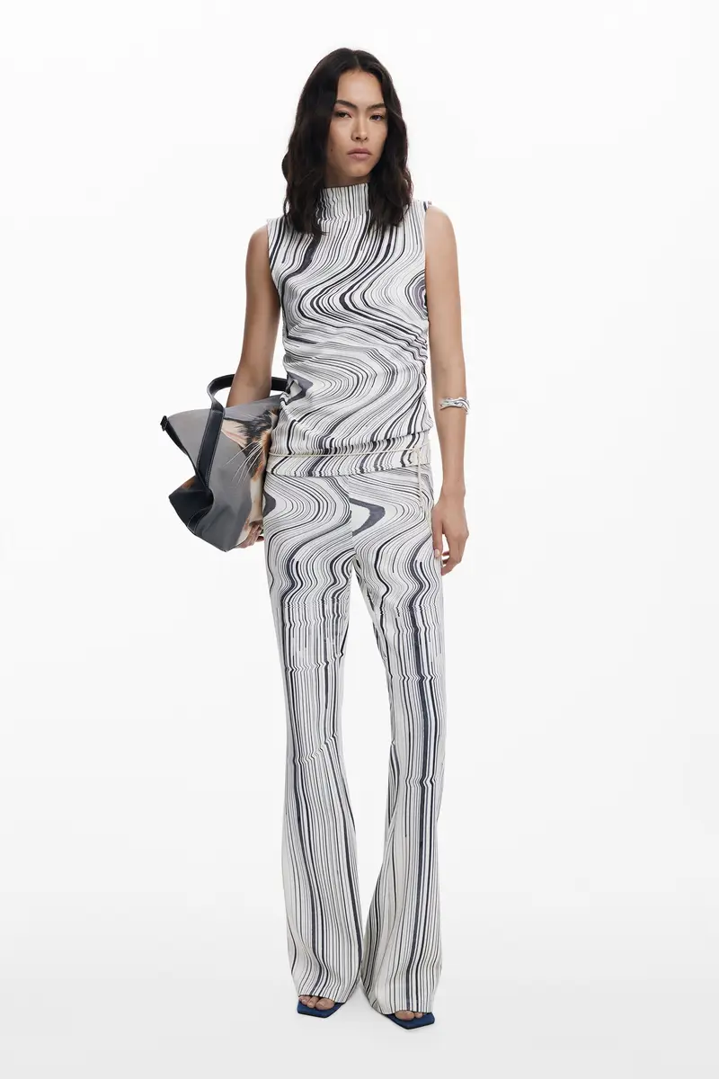 Pantaloni elastici a righe distorte