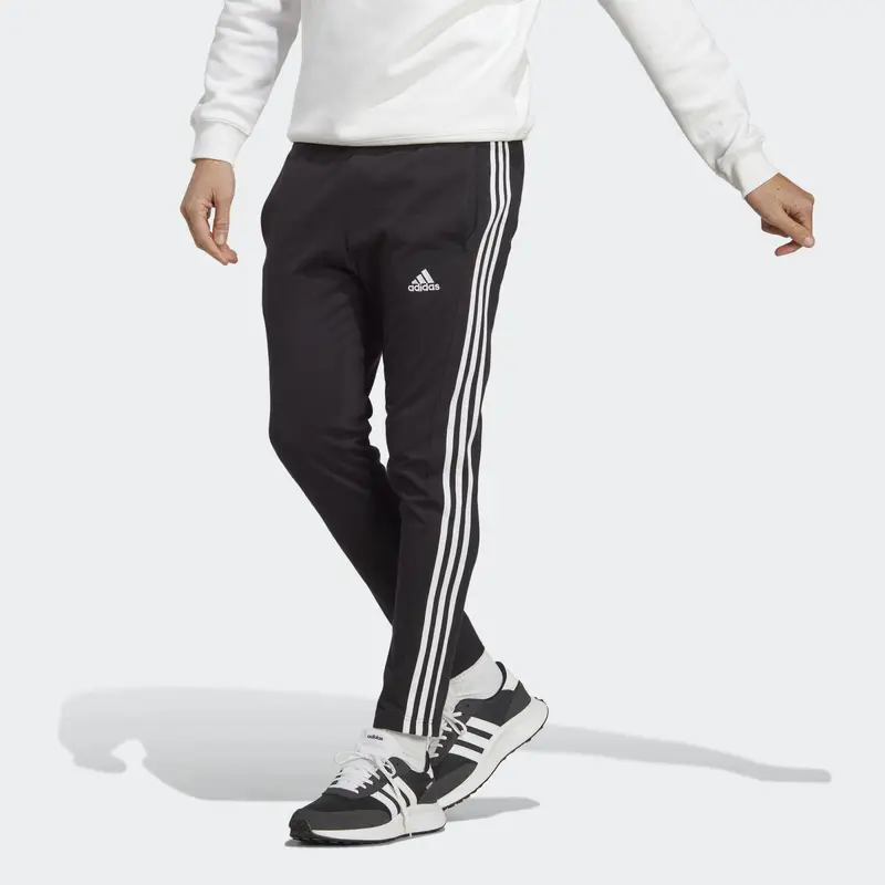 Pantaloni Essentials Single Jersey Tapered Open Hem 3-Stripes |  Adidas