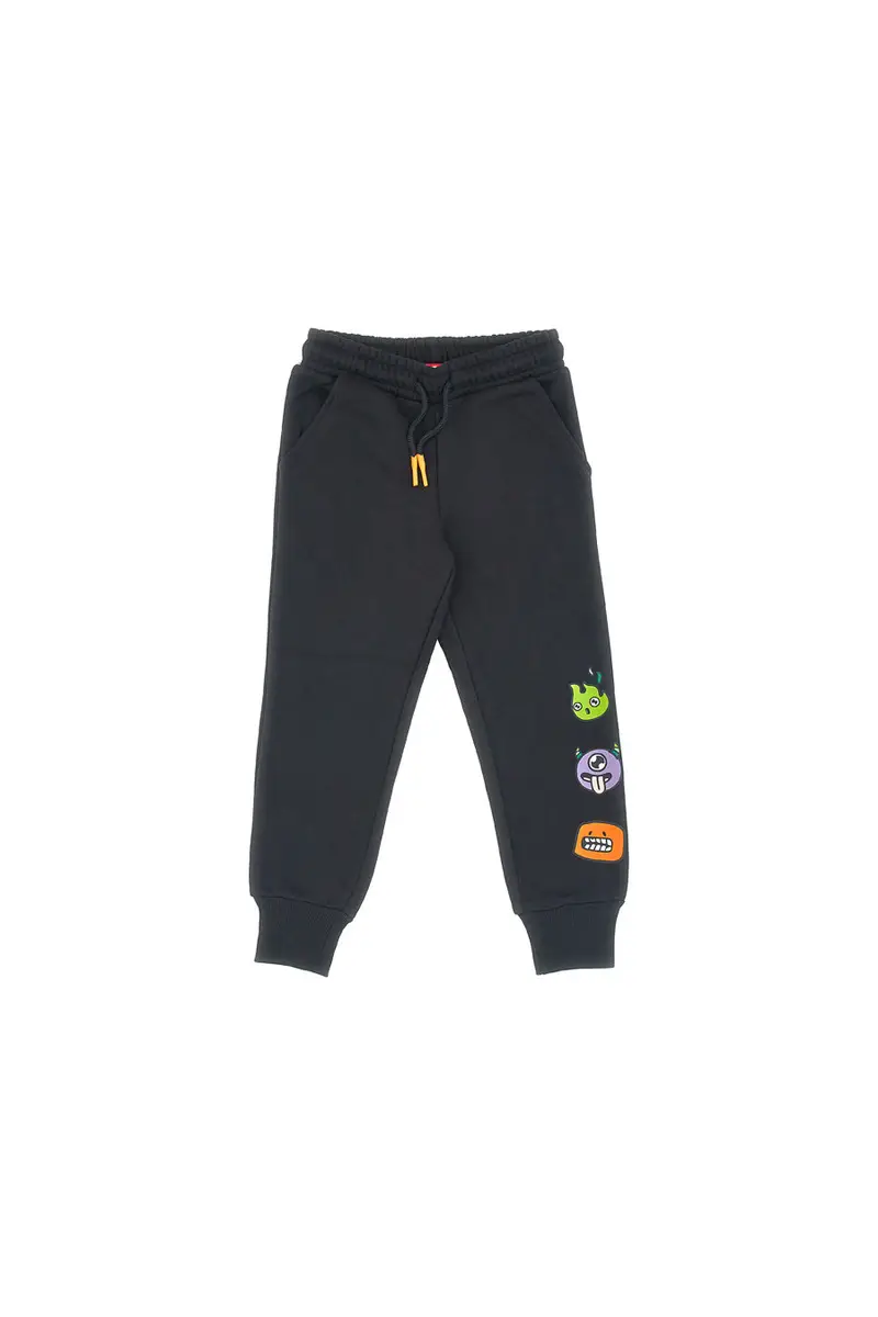 Pantaloni Felpati Neri con Stampe Colorate PITT KIDS 6011 miniatura 3