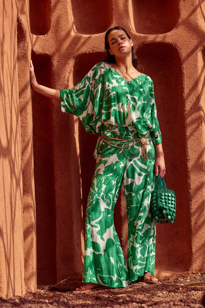 PANTALONI GAMBA LARGA CAMILLE | Colore: Verde | Taglia: M