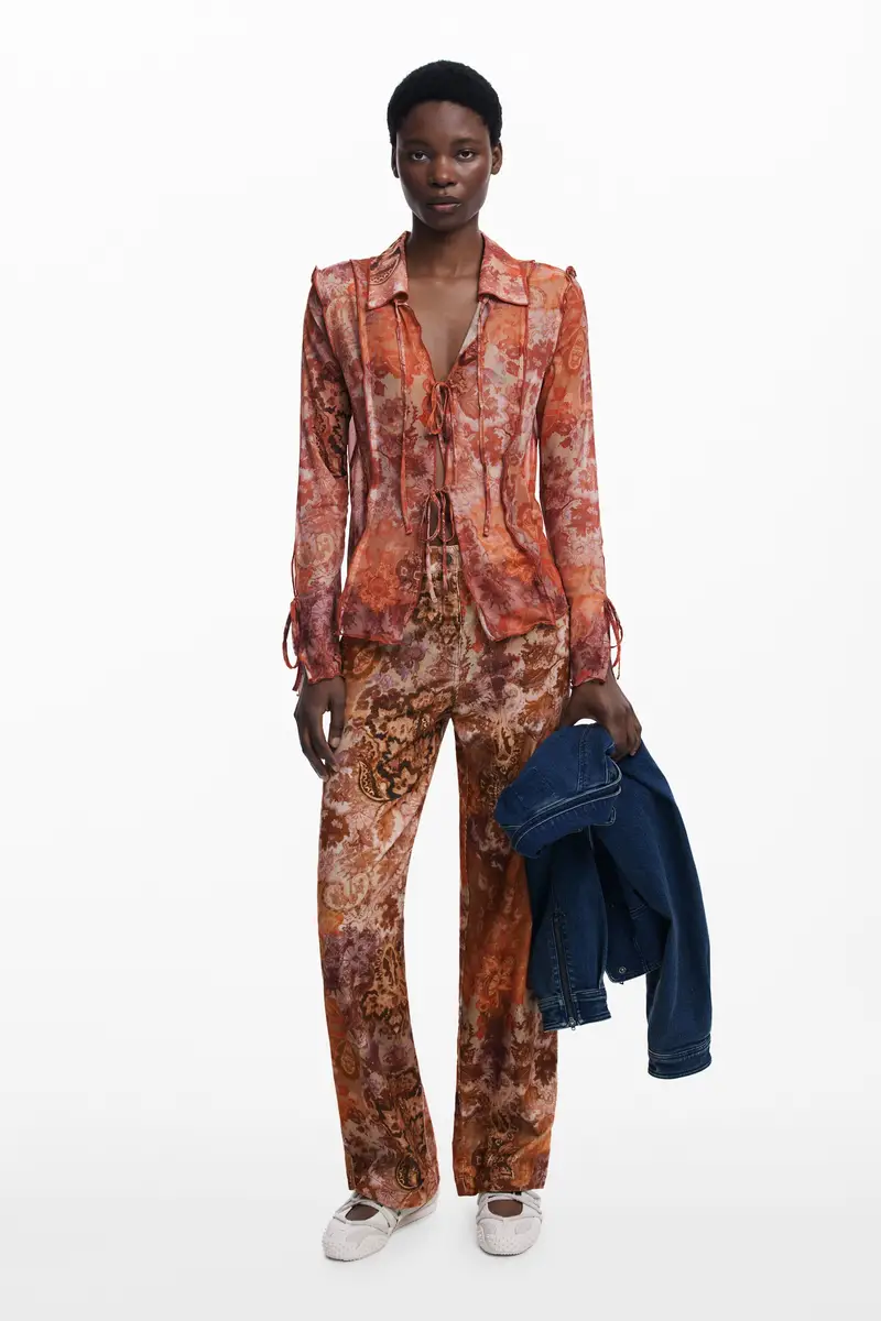 Pantaloni in micropannello paisley