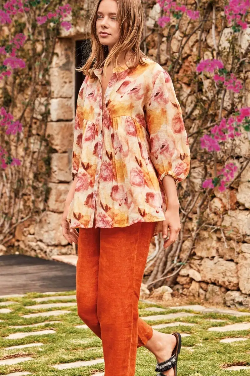 PANTALONI IN PURO LINO | Colore: Arancio | Taglia: XL