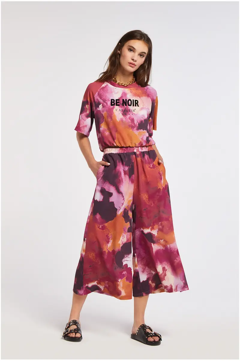 pantaloni palazzo cropped stampati camouflage multirosa xs