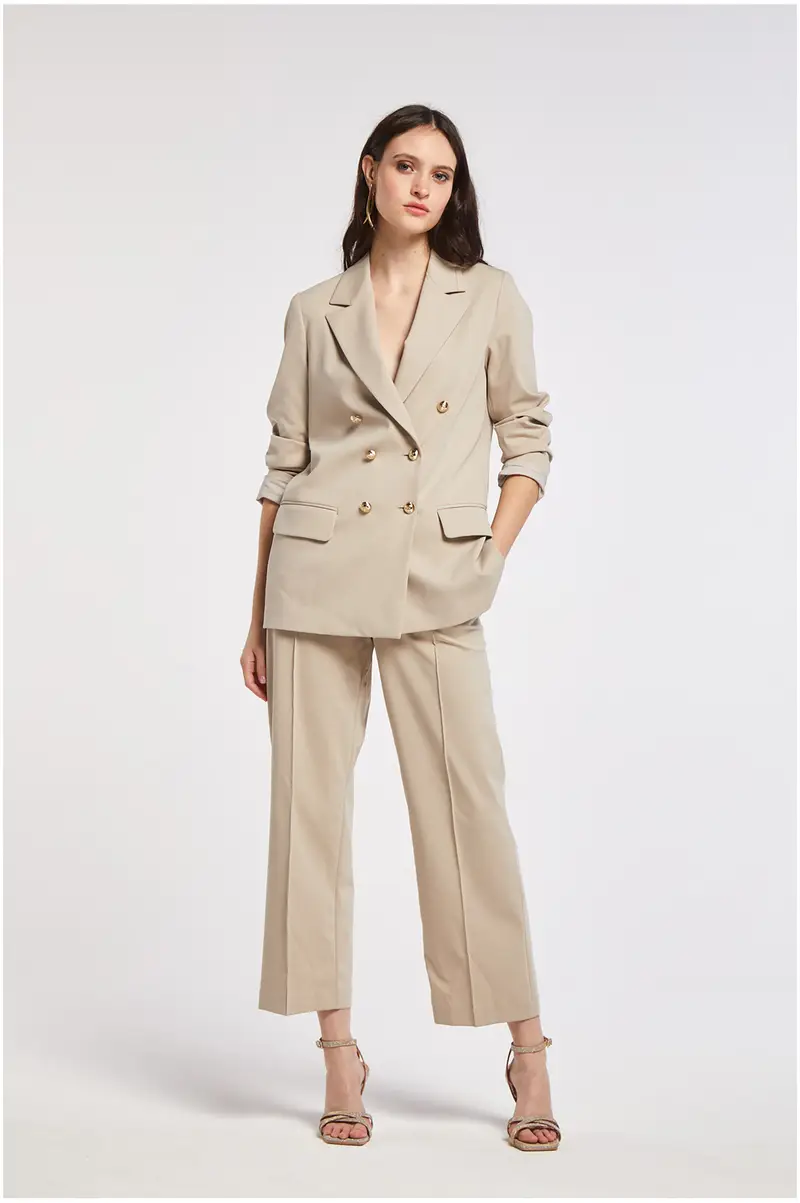 pantaloni palazzo in tessuto elasticizzato gesso m