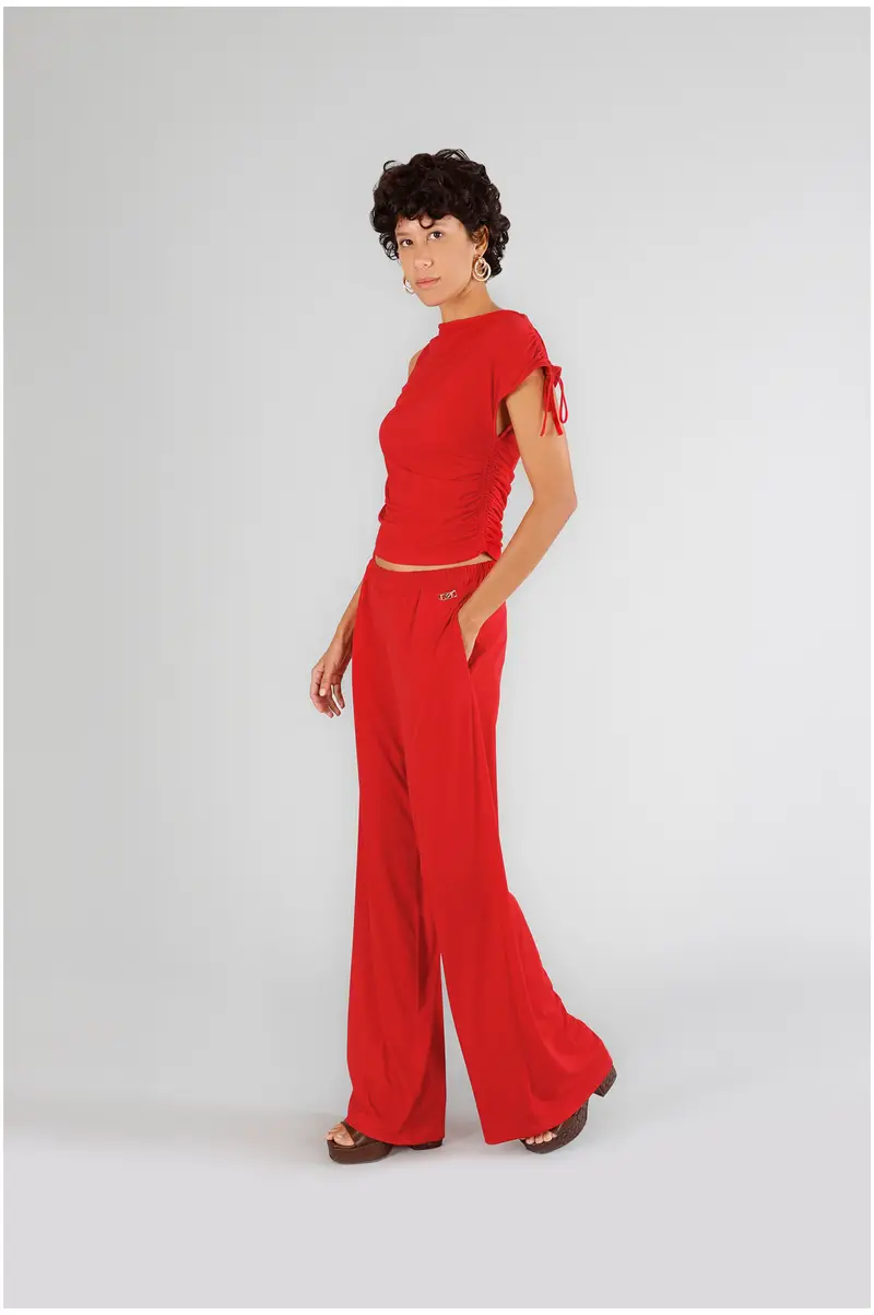 pantaloni palazzo rosso xl