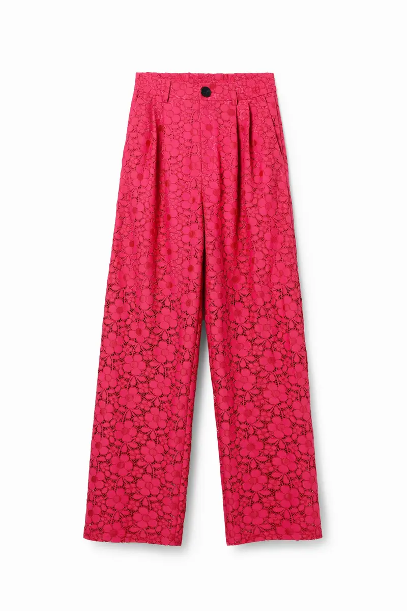 Pantaloni sartoriali pizzo floreale