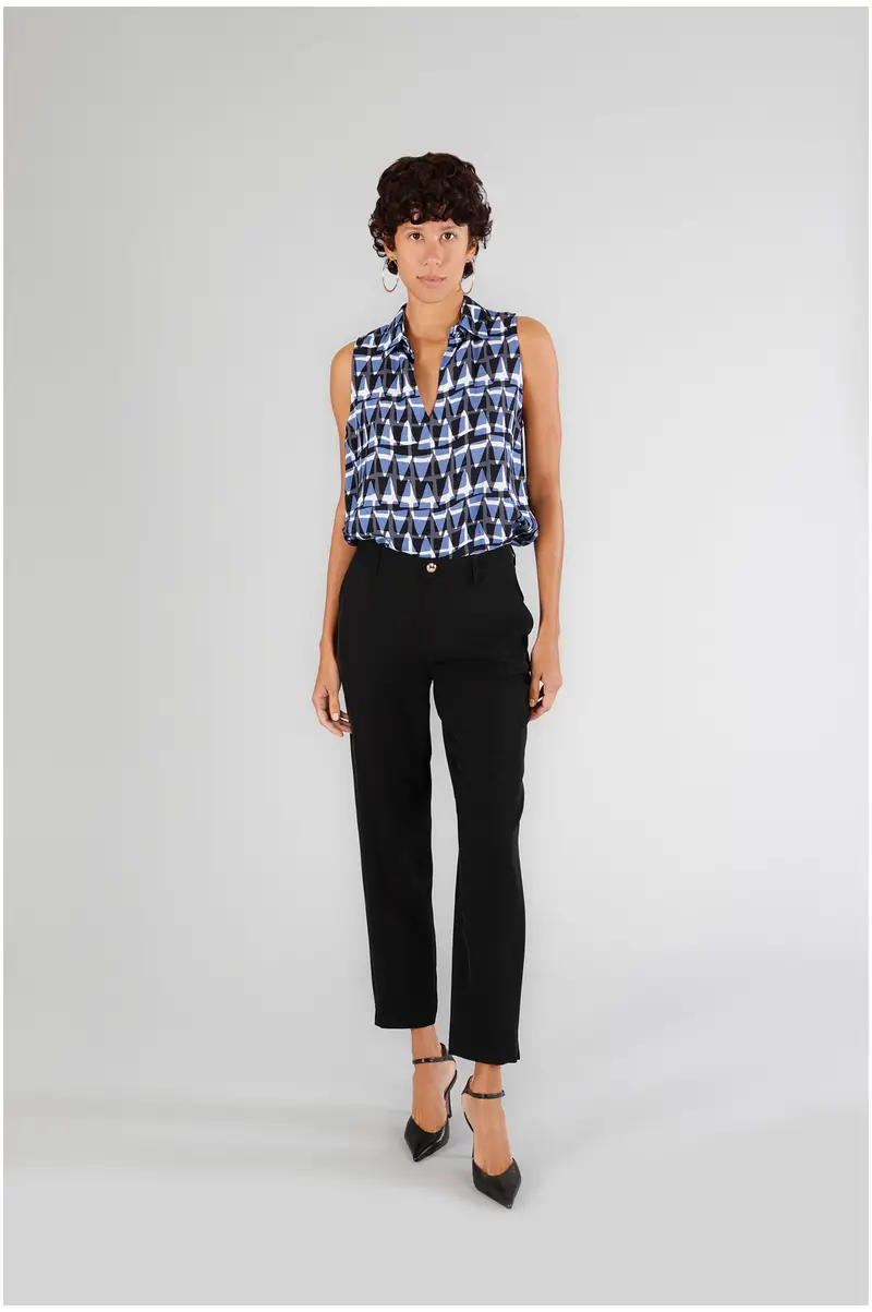 pantaloni sigaretta gamba dritta nero 48