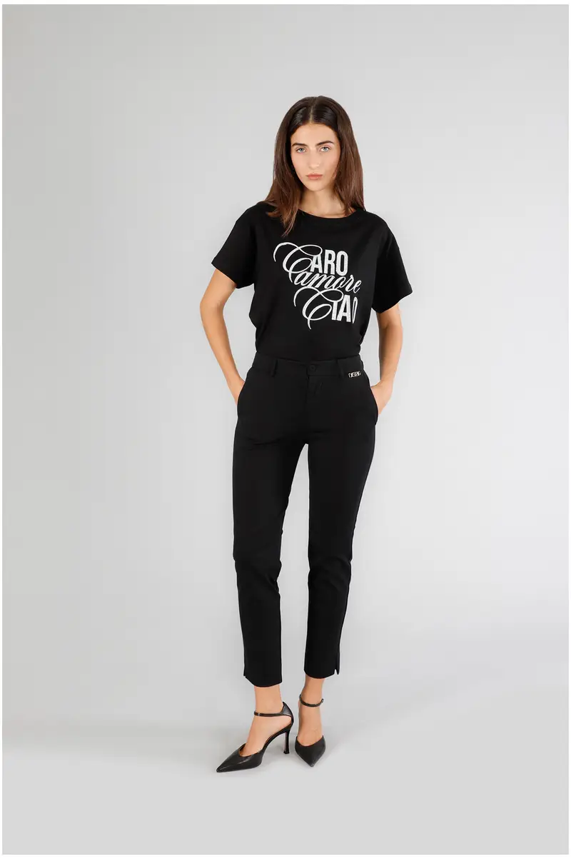 pantaloni sigaretta tessuto elasticizzato nero 42