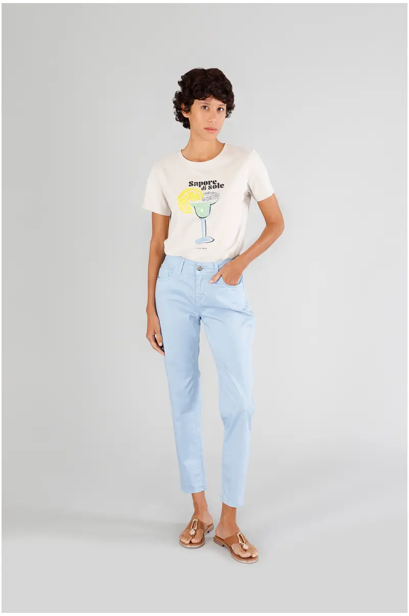 pantaloni skinny cinque tasche tinto capo celeste