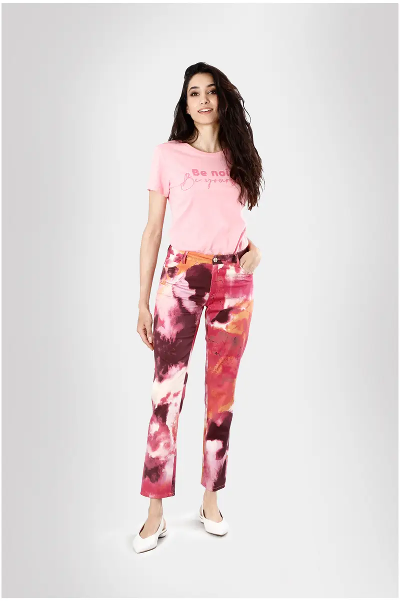 pantaloni slim stampati in tessuto di cotone elasticizzato camouflage multirosa 46