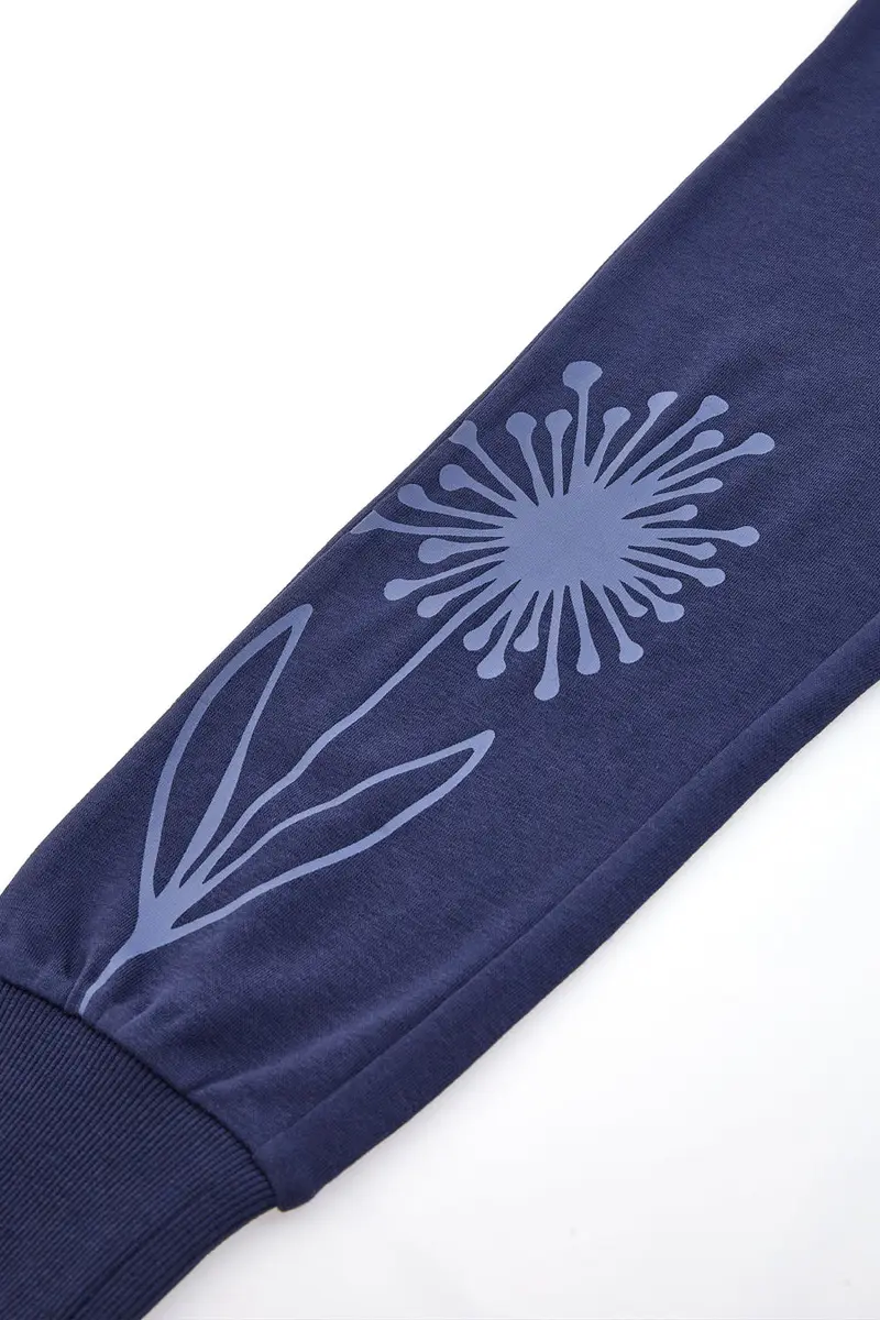 Pantaloni Tuta Blu con Fiore Stampato Pitt Kids PT-G-FP-05057 miniatura 2