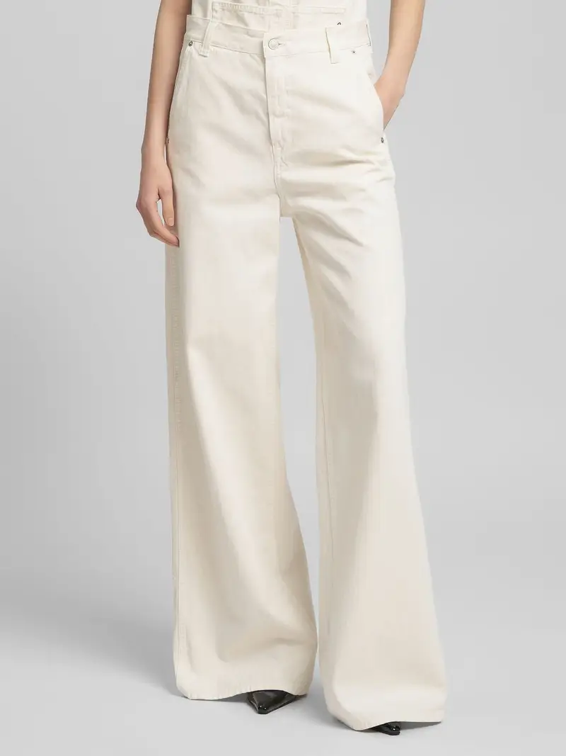 Pantaloni Wide Leg A Vita Bassa In Cotone
