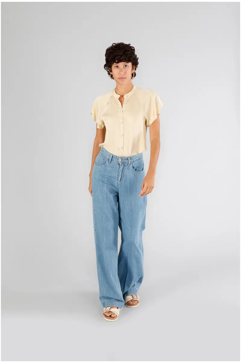 pantaloni wide leg in denim sky 29