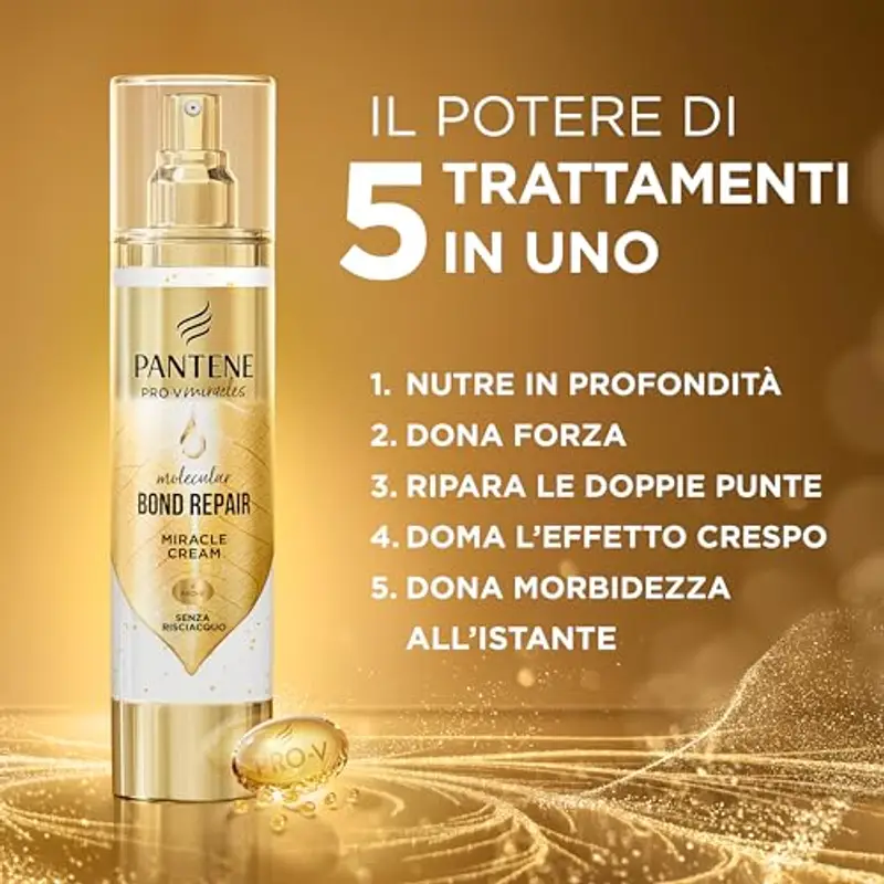 Pantene Molecular Bond Repair Siero Termoprotettore Senza Risciacquo. Nutre e Rinforza i Capelli, Ripara le Doppie Punte, Effetto Anticrespo, Protegge dal calore. Trattamento per Capelli, 90ml miniatura 2