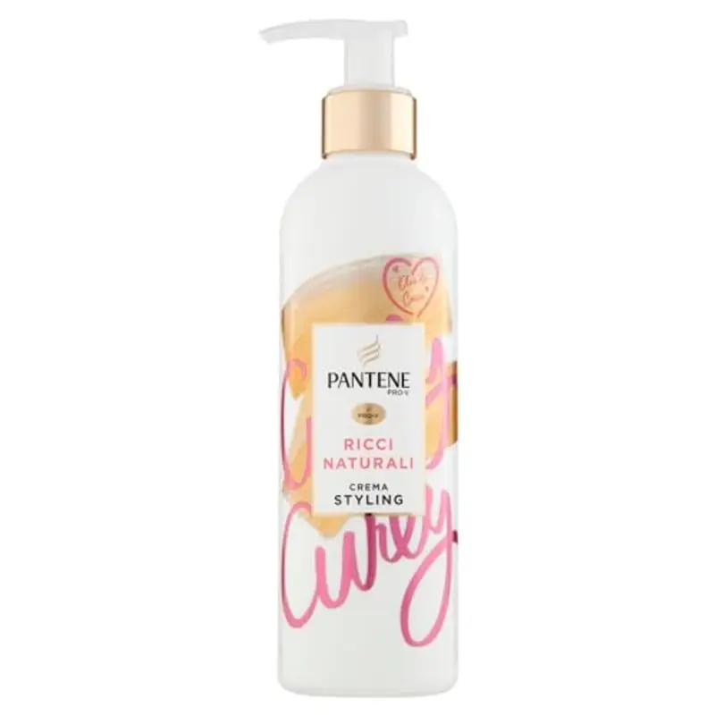 Pantene Pro-V Crema Styling+ Termoprotettore Ricci Naturali, Senza Risciacquo, Nutriente, Con Olio Di Cocco, Per Controllo Del Crespo E Ricci Morbidi E Idratati, 235ml