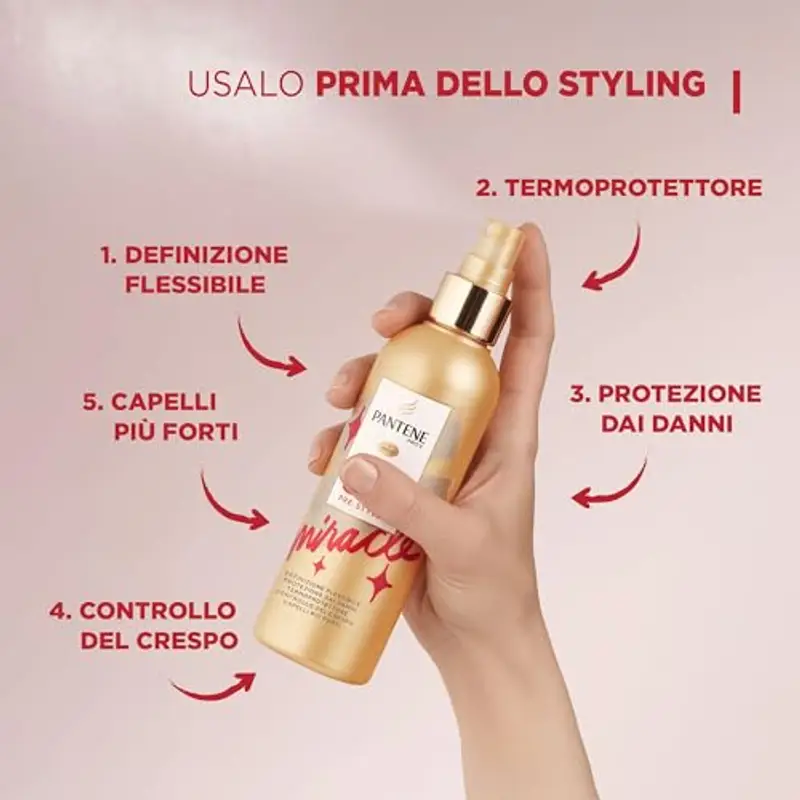 Pantene Pro-V Miracle 5-In-1 Pre-Styler, Spray per Capelli senza Risciacquo, Termoprotettore, per Capelli Flessibili e Modellabili in Qualsiasi Stile, 200 ml miniatura 2