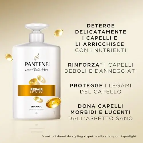 Pantene Pro-V Shampoo Rigenera E Protegge per Capelli Deboli, Secchi e Danneggiati, Protegge i Legami del Capello miniatura 3