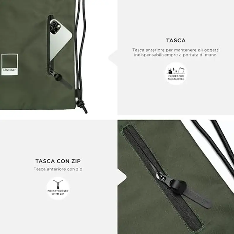 PANTONE™ Urban - Sacca Sportiva Multiuso 51x35, 5 16L cm in Poliestere Resistente, Borsa Palestra Uomo Donna a Sacco con miniatura 3