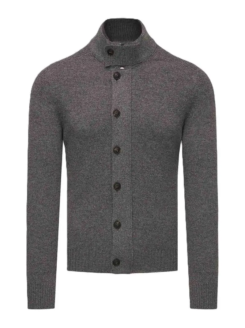 Cardigan con cerniera e bottoni Grigio