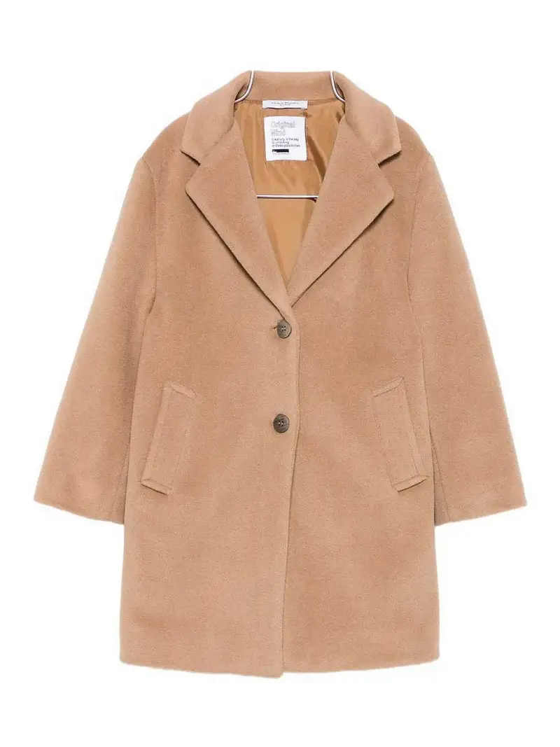 Cappotto Monopetto Con Bottoni Beige