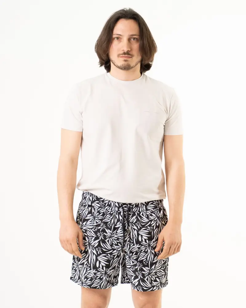 Costume Stampa Foglie Nero