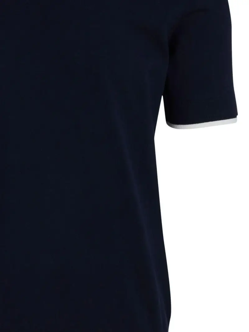 maglia girocollo blu orli a contrasto miniatura 3